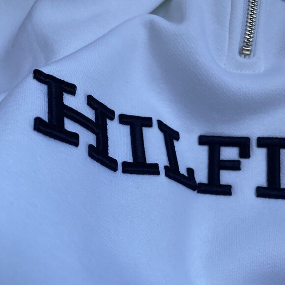 TOMMY HILFIGER MOCKNECK MONOTYPE ARCHIVE FIT SWEATSHIRT WHITE SZ XS - Picture 5 of 15